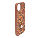 Bohemian Ethnic Print Cork Texture with Pearl Detail Phone Case for iPhone 14 Plus / 15 Plus