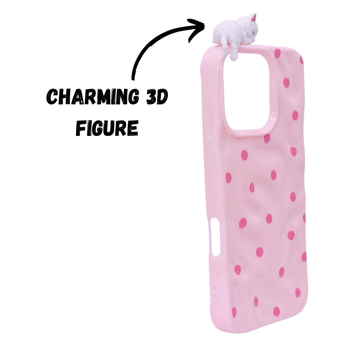 3D Cartoon Character with Polka Dots Soft Phone Case for iPhone 16 Pro Max