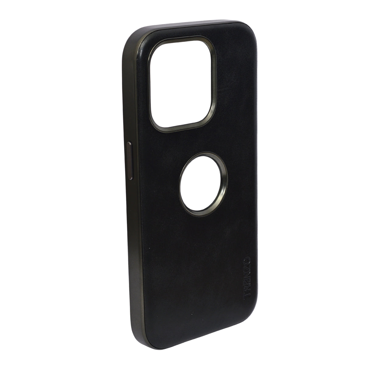 PU Leather Matte Finish with logo Cutout Phone Case for iPhone 15 Pro