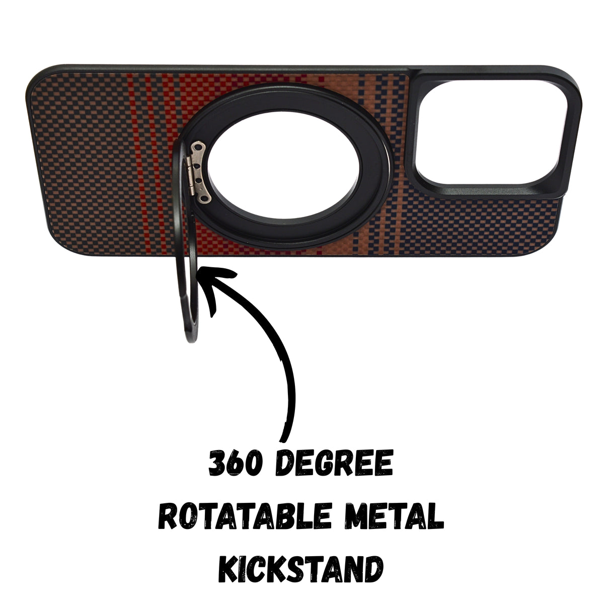 Metallic Camera Protector Back Frame with 360° Rotatable Kickstand Phone Case for iPhone 16 Pro