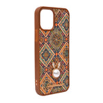 Bohemian Ethnic Print Cork Texture with Pearl Detail Phone Case for iPhone 12 / 12 Pro