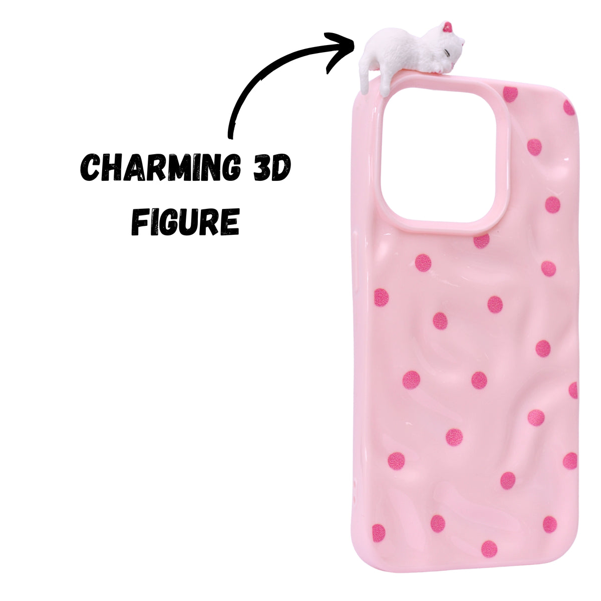 3D Cartoon Character with Polka Dots Soft Phone Case for iPhone 15 Pro Max