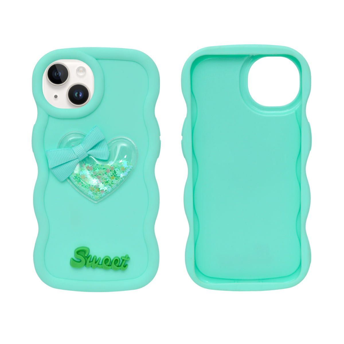 Sweet Heart Glitter Wavy Edge Phone Case for iPhone 13/ 14