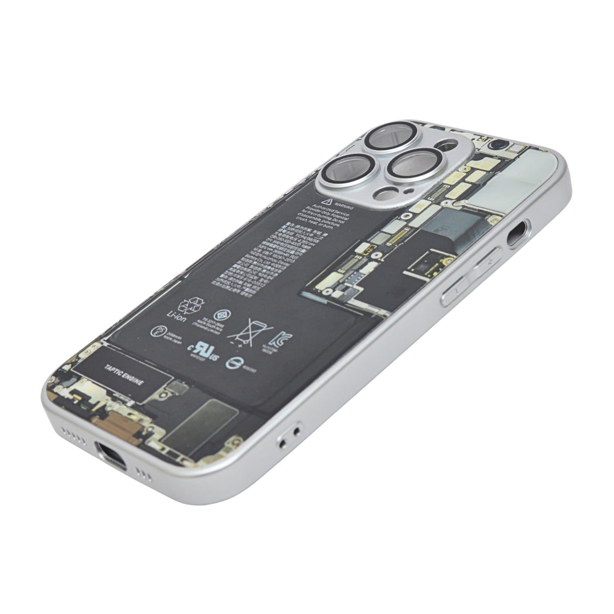 Mechanical Circuit Illustration Clear Phone Case for iPhone 14 Pro