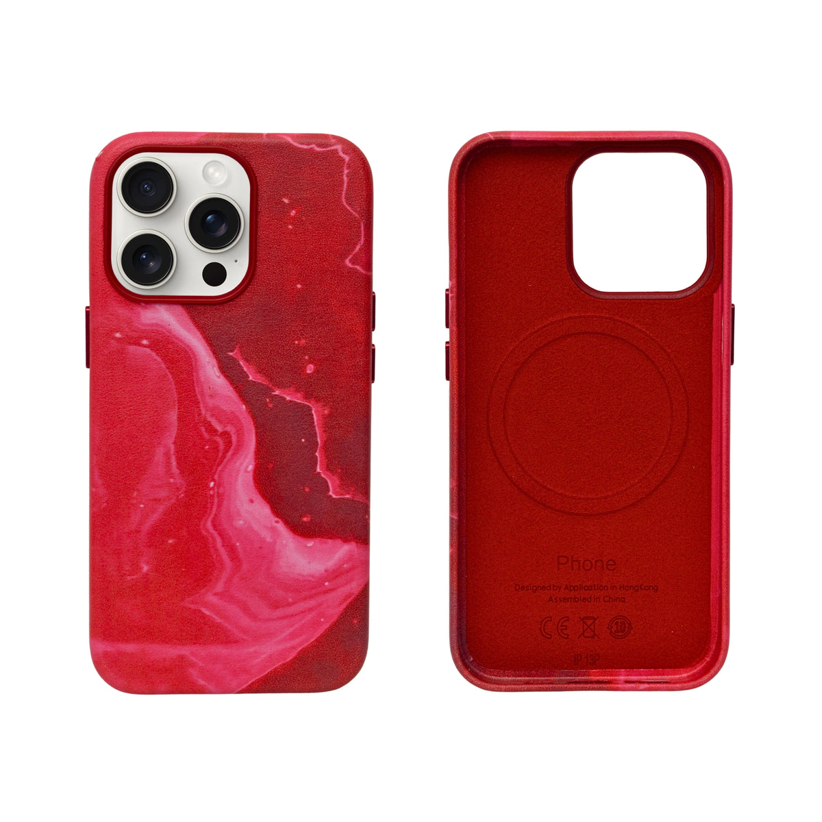 Electric Red Marble Print MagSafe Phone Case for iPhone 13 Pro