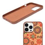 Bohemian Ethnic Print Cork Texture with Pearl Detail Phone Case for iPhone 13 Pro Max