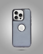 Stitched Leather Logo Visible Vintage Ultra Slim Protective Cover For iPhone 15 Pro