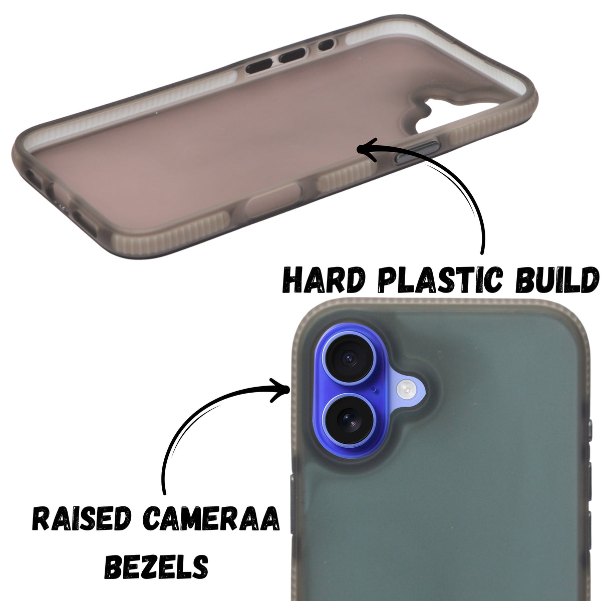 Matte Transparent Frosted with Side Border Phone Case For iPhone 16 Plus