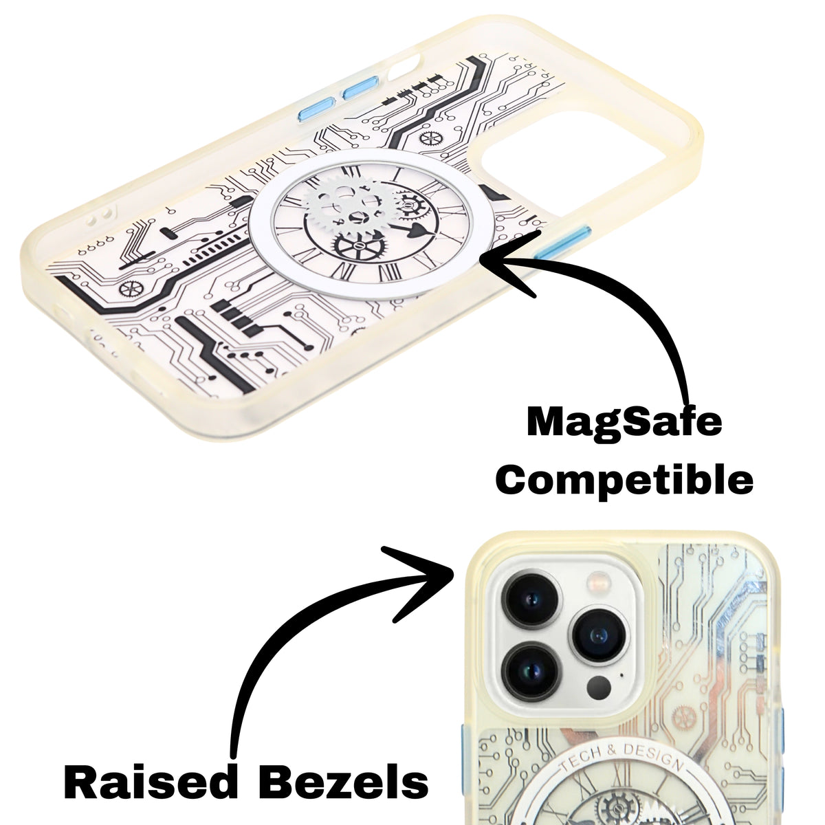 Tech Steampunk Gear Clock Design MagSafe Phone Case For iPhone 13 Pro