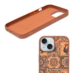 Bohemian Ethnic Print Cork Texture with Pearl Detail Phone Case for iPhone 15