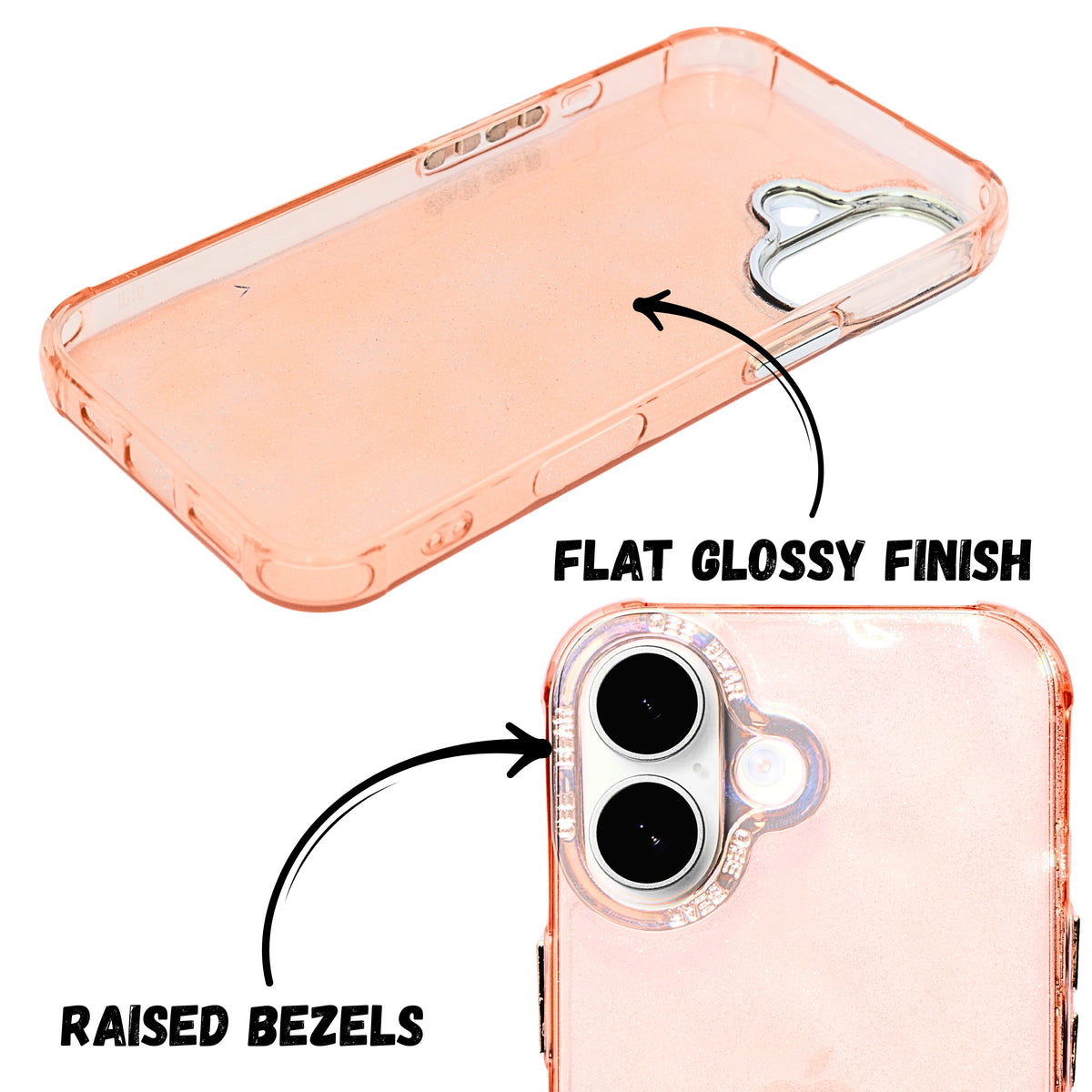 Oee Bear Glitter Transparent Phone Case For iPhone 16