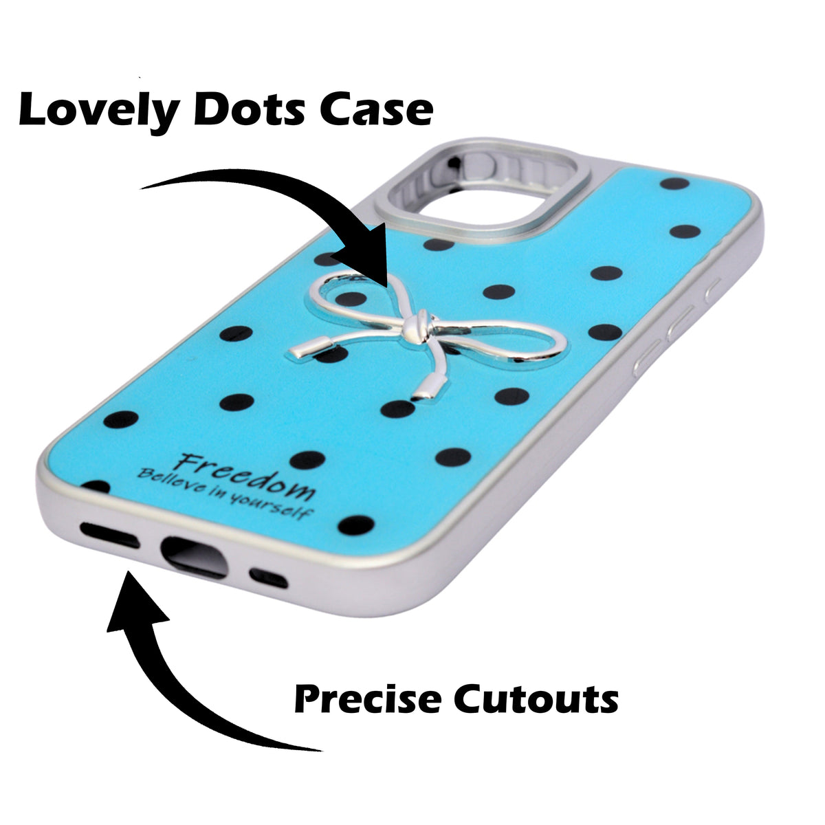 Stylish Polka Dot Bow Cover For iPhone 16
