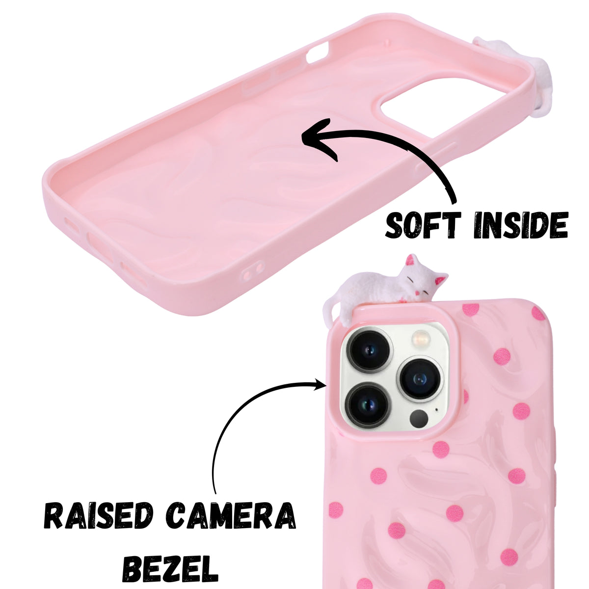 3D Cartoon Character with Polka Dots Soft Phone Case for iPhone 13 Pro