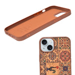 Bohemian Ethnic Print Cork Texture with Pearl Detail Phone Case for iPhone 14 Plus / 15 Plus