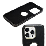 PU Leather Matte Finish with logo Cutout Phone Case for iPhone 15 Pro