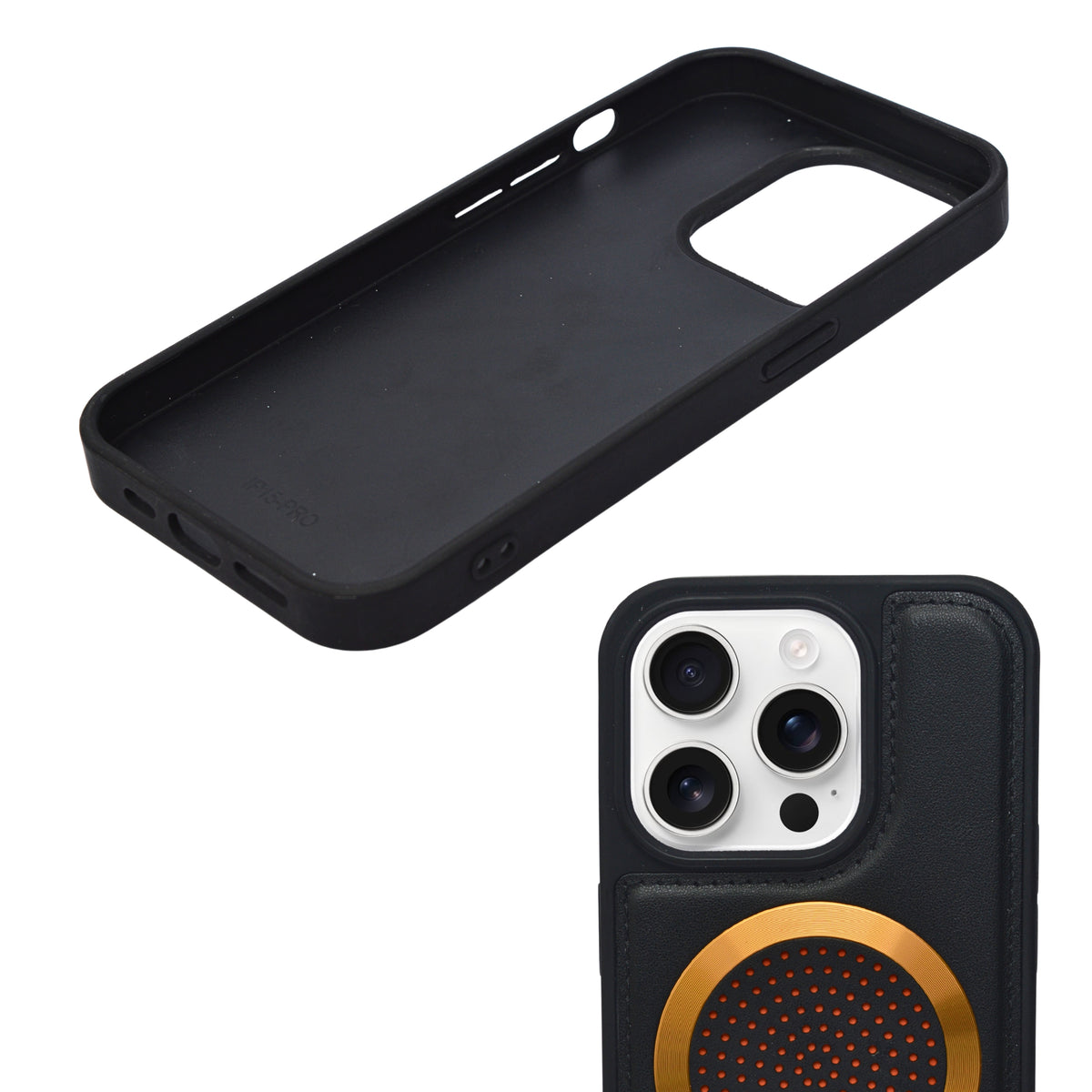 Premium Leather Magsafe Compatible with Perforated Detailing Phone Case for iPhone 15 Pro