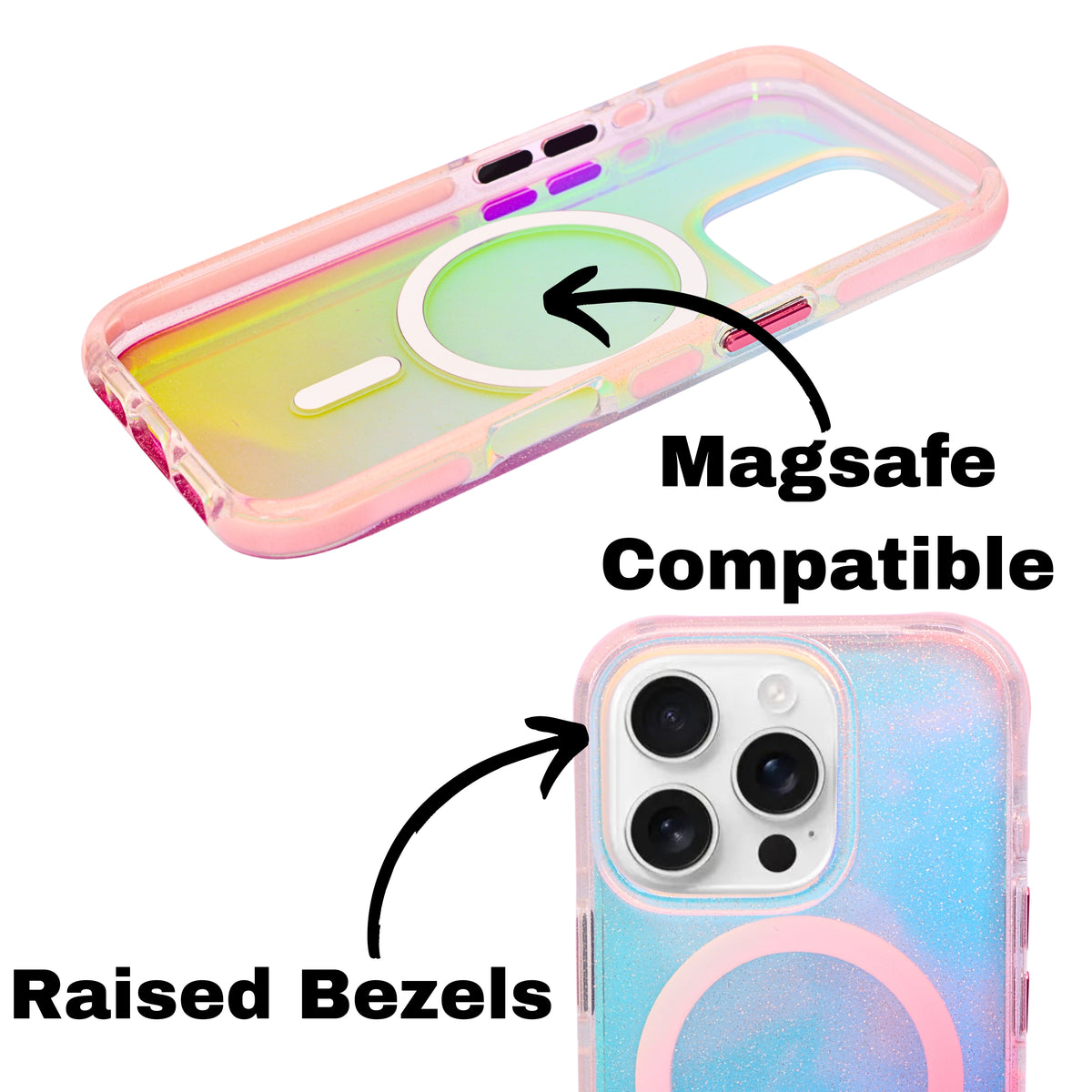 Glitter Gradient MagSafe Compatible Phone Case for iPhone 16 Pro