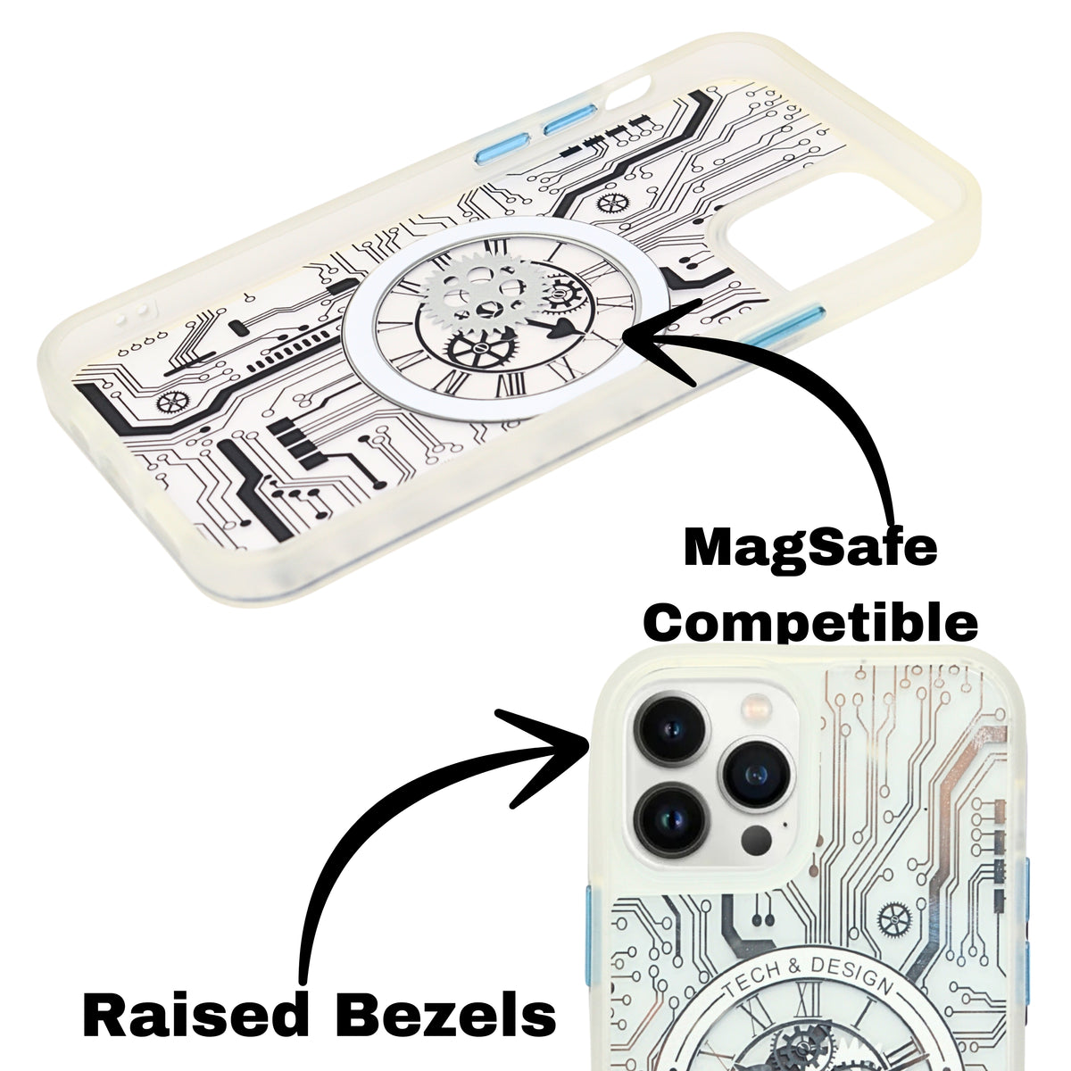 Tech Steampunk Gear Clock Design MagSafe Phone Case For iPhone 12/ 12Pro