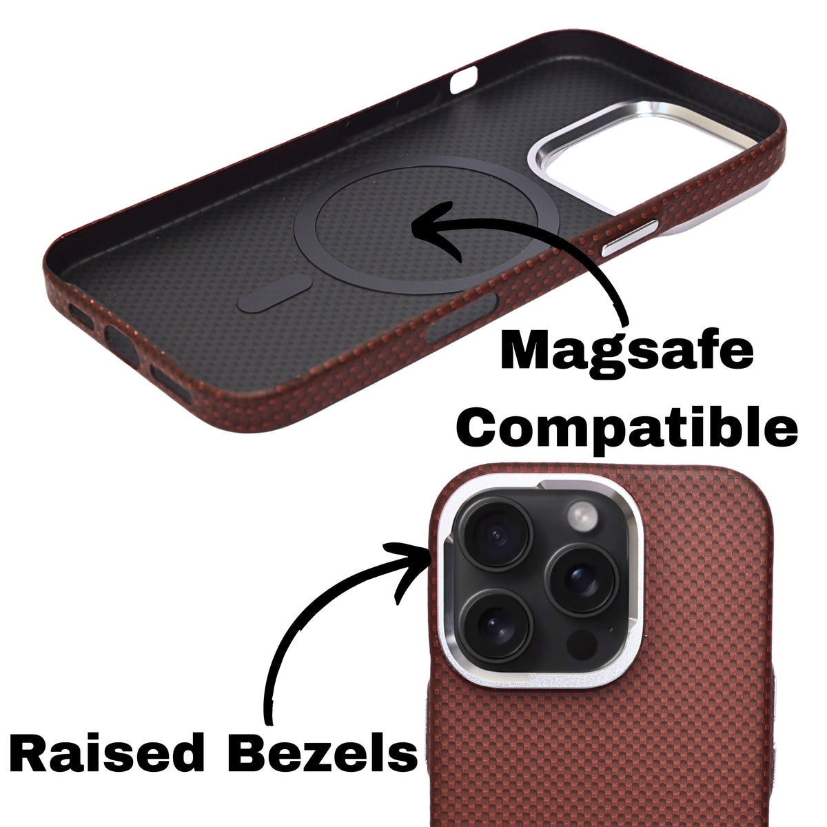 Carbon Fiber Texture MagSafe Compatible with Metal Camera Phone Case for iPhone 16 Pro