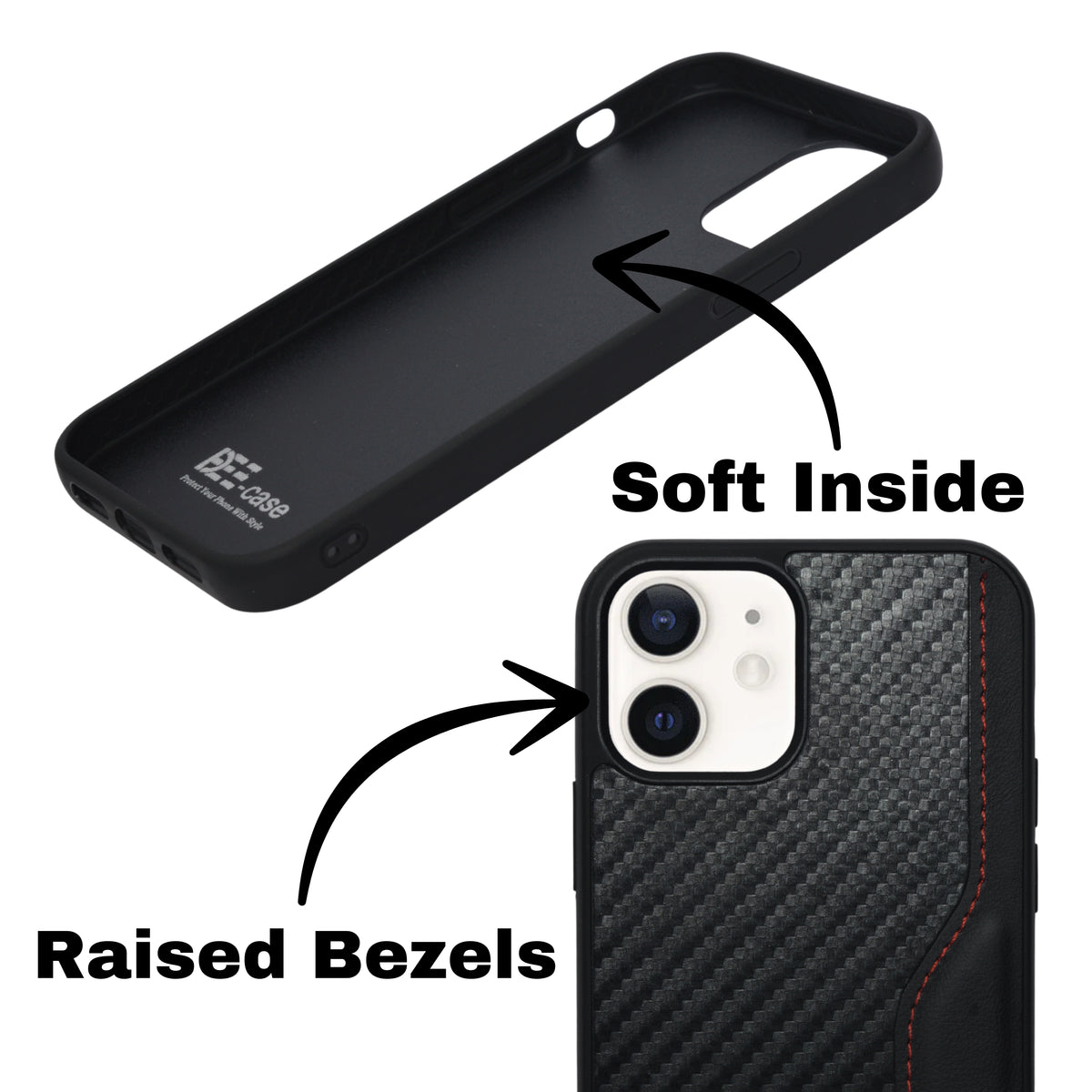 Deecase Leather Grip with Red Stitch Detailing Phone Case For iPhone 12 / 12 Pro