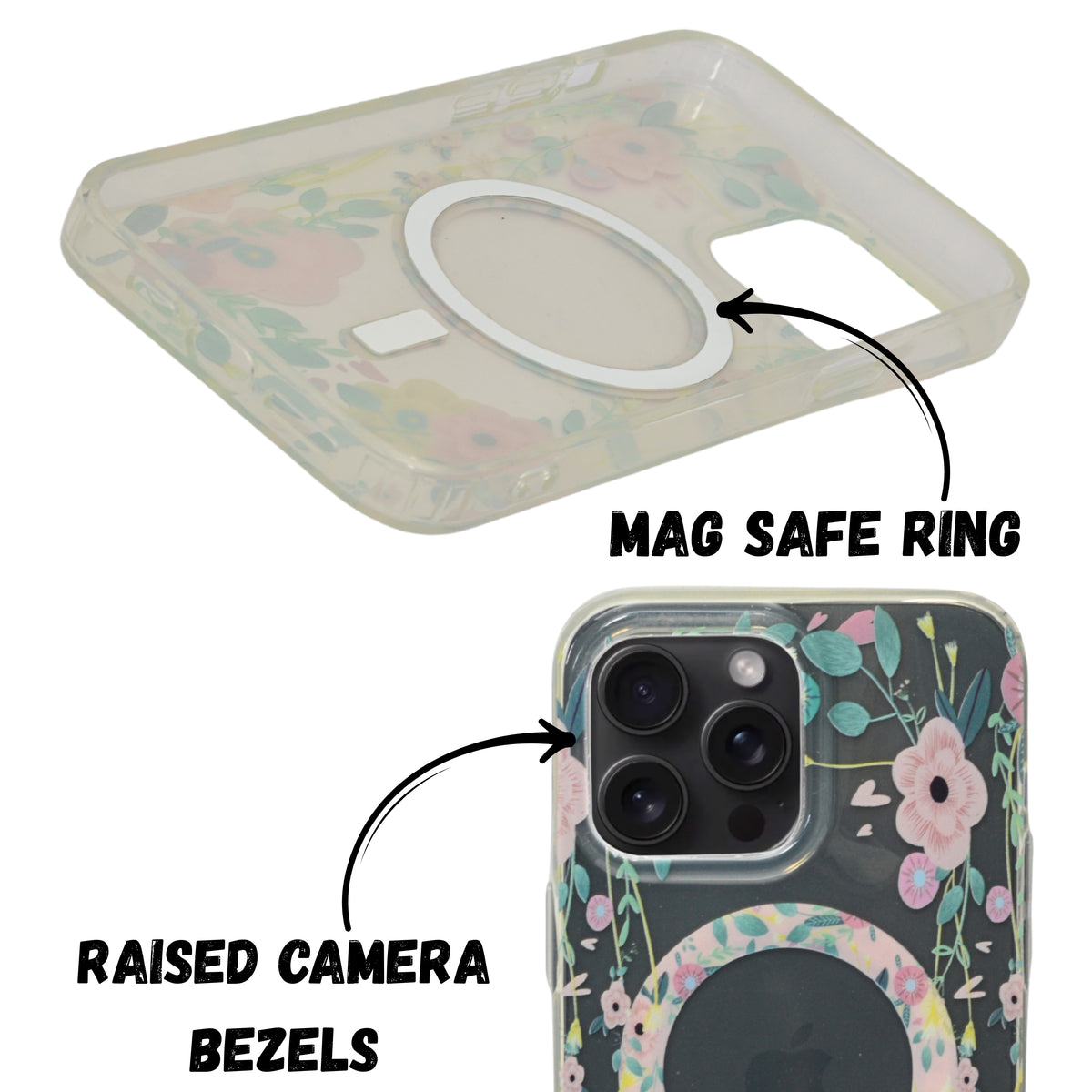 Floral Transparent MagSafe Shockproof Protection Phone Case For iPhone 14 Pro Max