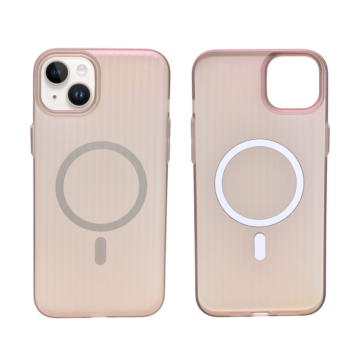 Tinted Transparent Corrugated Texture MagSafe Compatible Phone Case for iPhone 14Plus/ 15Plus