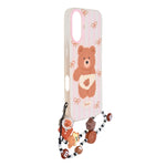 Cute Teddy Bear Soft Phone Case with Beaded Charm for iPhone 16