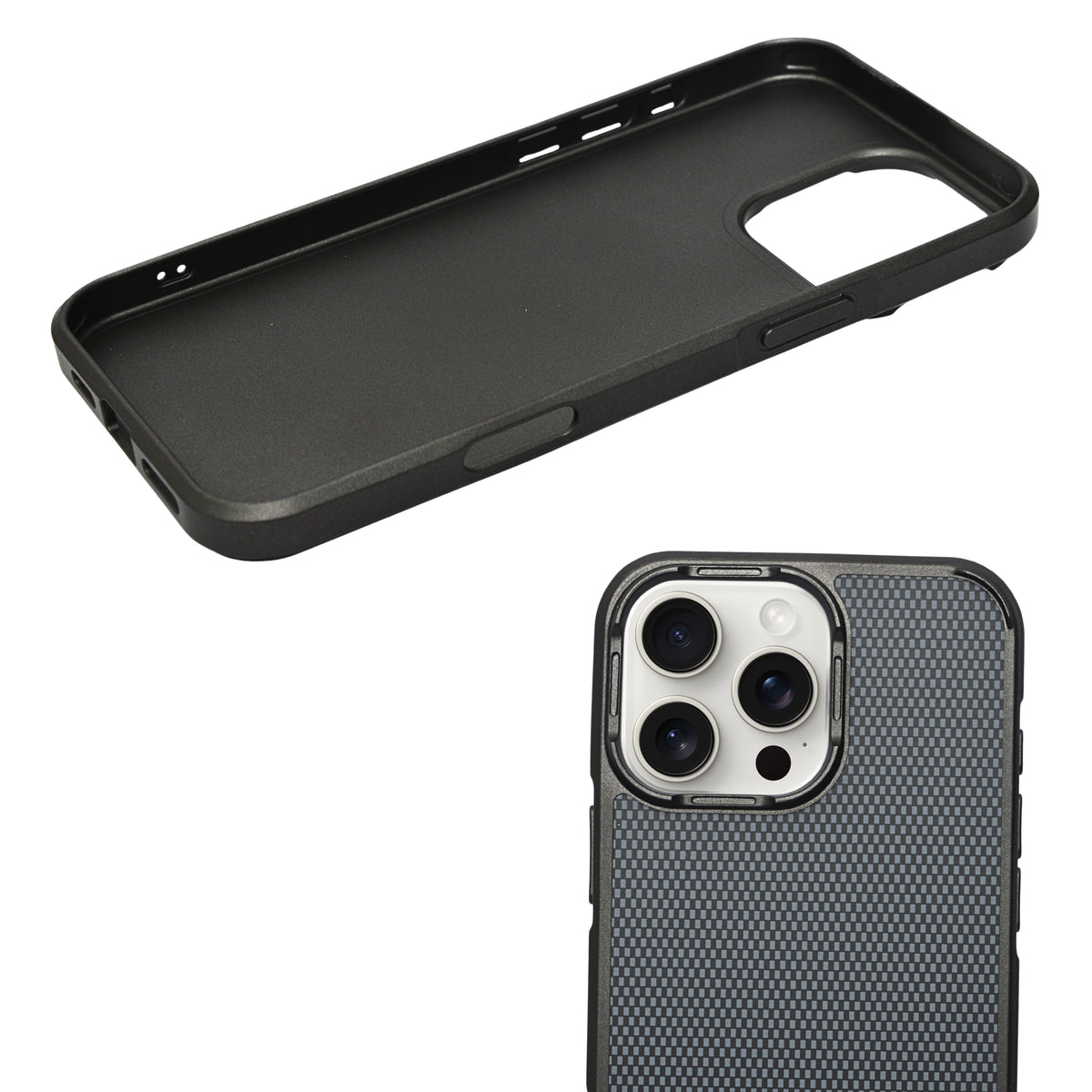Geometric Carbon Fiber Texture Phone Case for iPhone 16 Pro