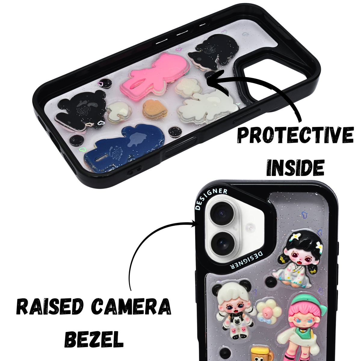Cute 3D Cartoon Doodle Phone Case for iPhone 16