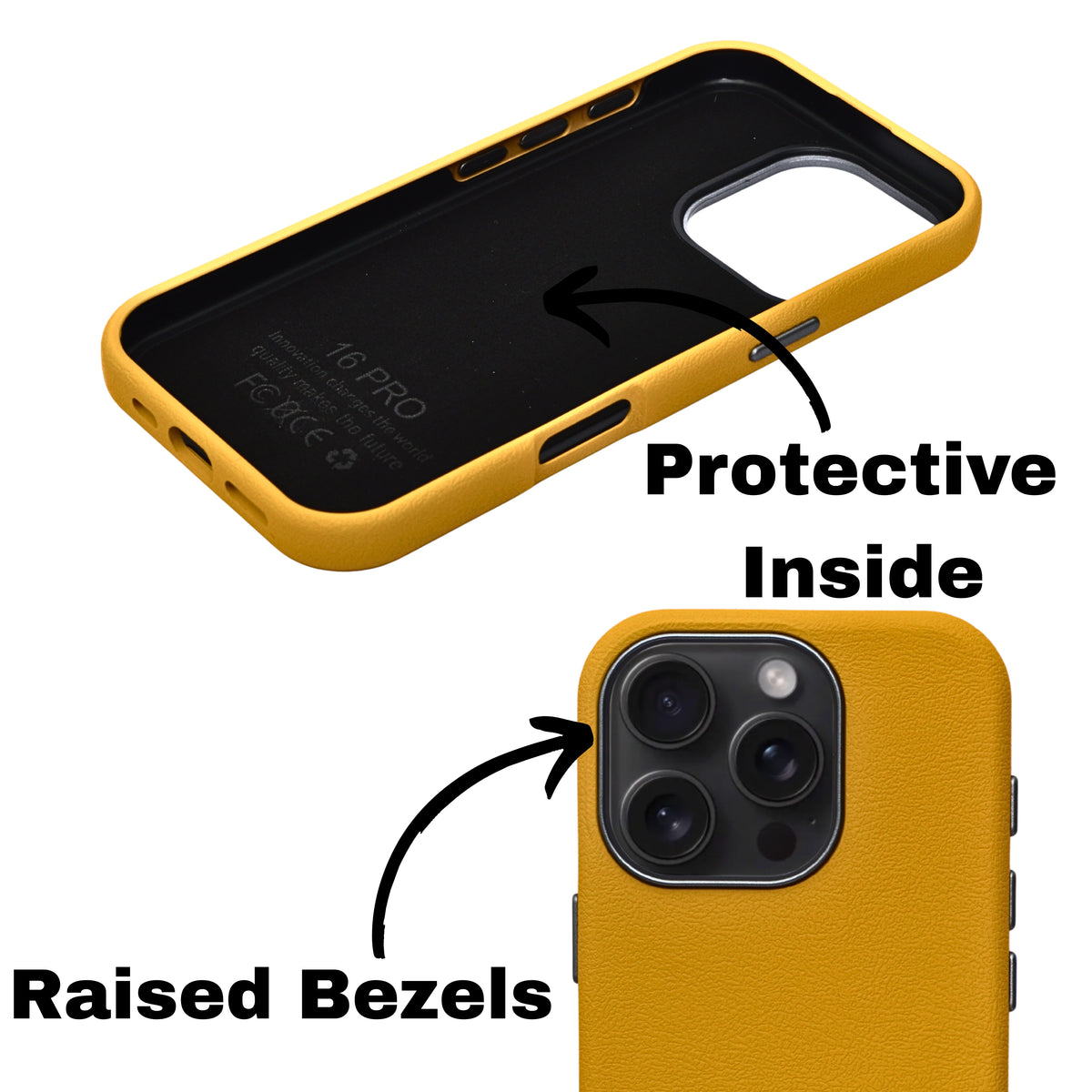 Premium PU Leather with Metal Camera Frame Phone Case for iPhone 16 Pro