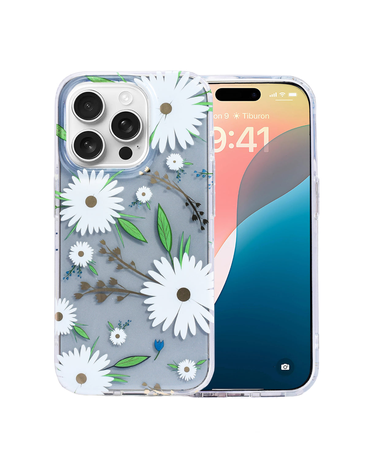 Transparent Floral Design Case For iPhone 15 Pro