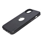 Shockproof Leather-Finish with logo Cutout Phone Case for iPhone 14 Plus/ 15 Plus