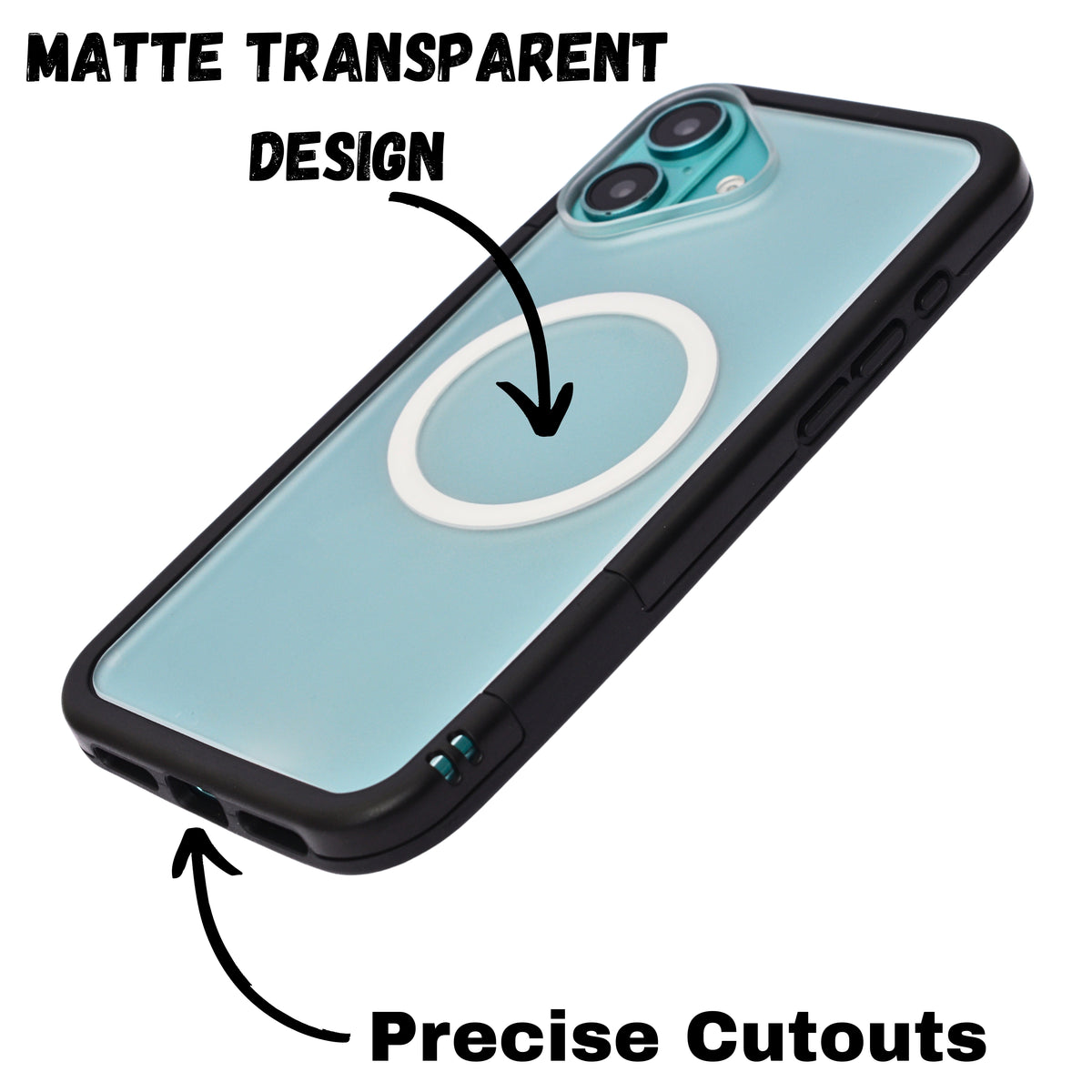 Dual Color Edge Matte Transparent MagSafe Phone Case for iPhone 16