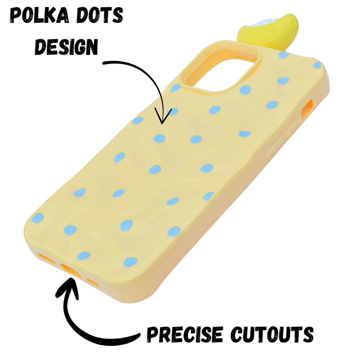 3D Cartoon Character with Polka Dots Soft Phone Case for iPhone 12/ 12 Pro