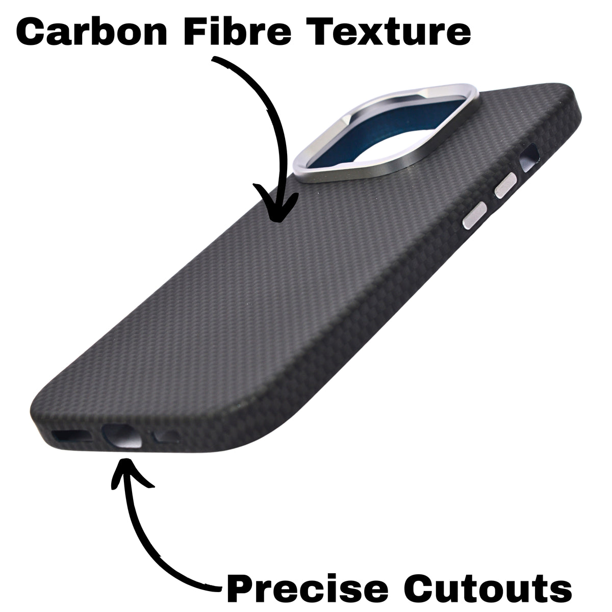 Carbon Fiber Texture MagSafe Compatible with Metal Camera Phone Case for iPhone 16 Pro Max
