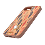 Bohemian Ethnic Print Cork Texture with Pearl Detail Phone Case for iPhone 16e