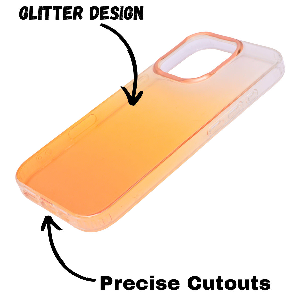 Transparent Gradual Change Glitter Color Arts & Crac Glitter Case for iPhone 16 Pro