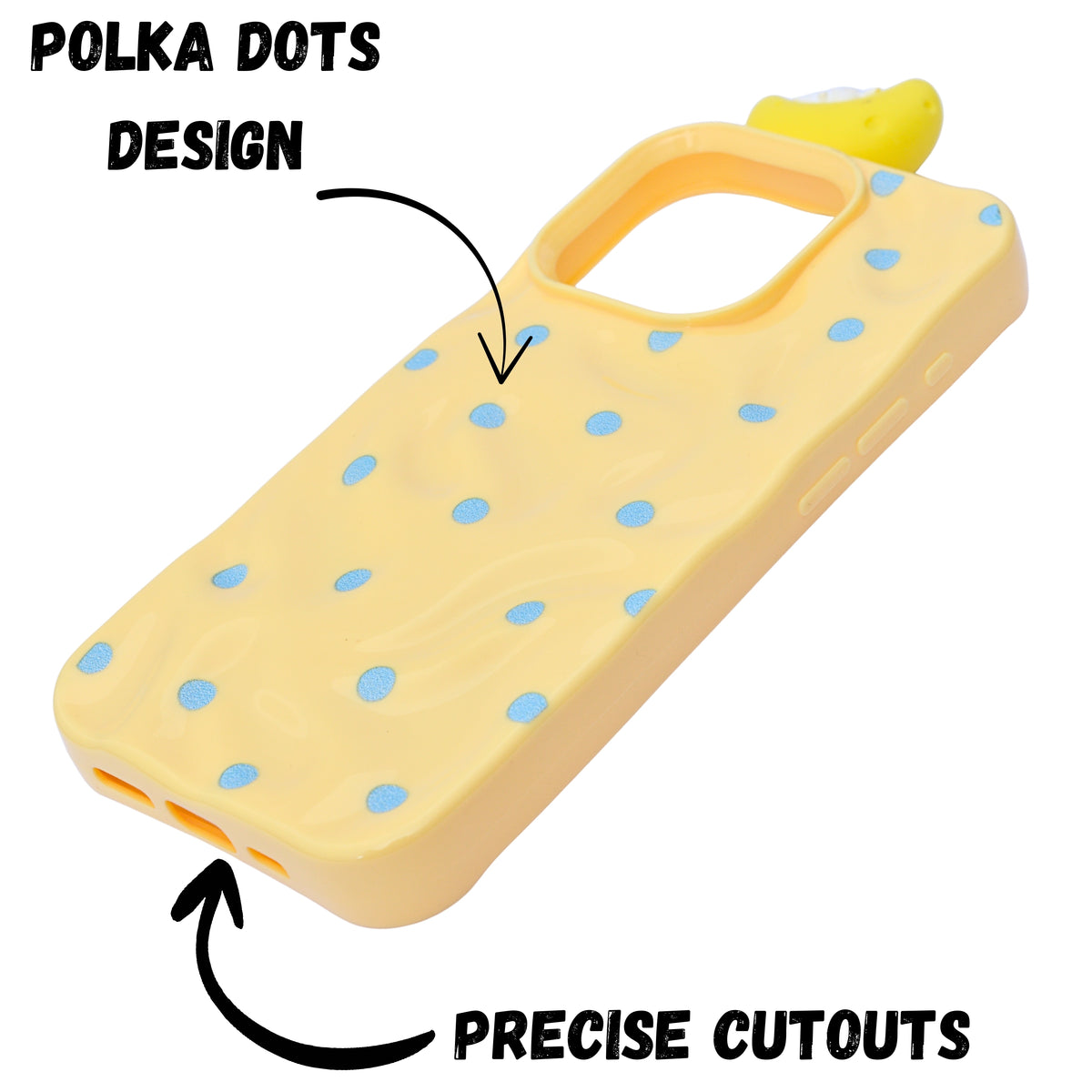 3D Cartoon Character with Polka Dots Soft Phone Case for iPhone 15 Pro Max