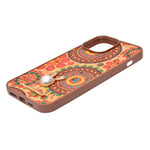 Bohemian Ethnic Print Cork Texture with Pearl Detail Phone Case for iPhone 13 Pro Max