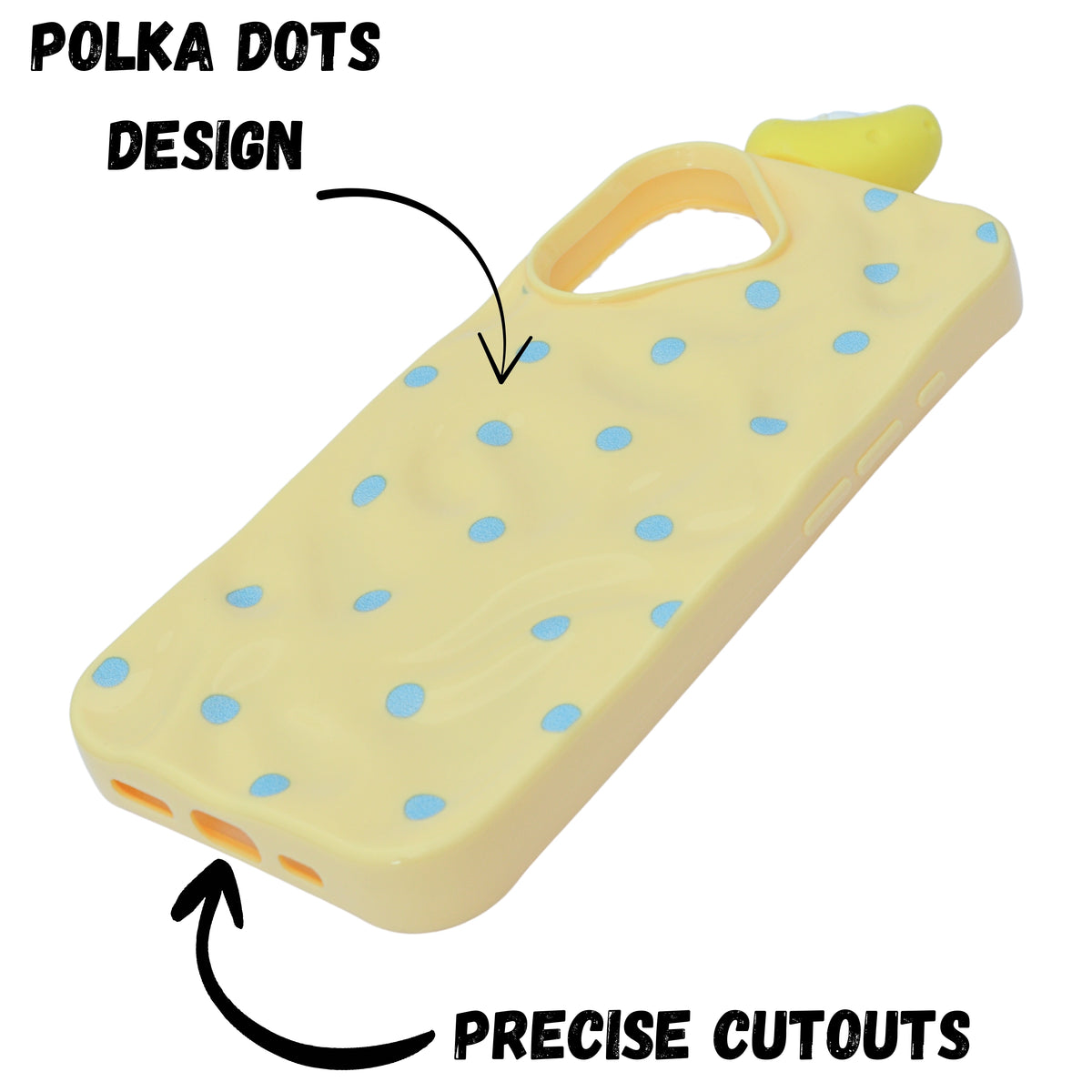 3D Cartoon Character with Polka Dots Soft Phone Case for iPhone 16 Plus