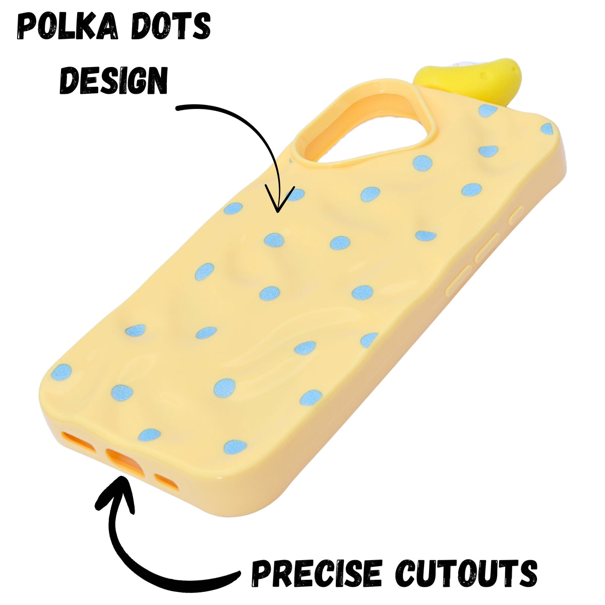 3D Cartoon Character with Polka Dots Soft Phone Case for iPhone 16 Plus