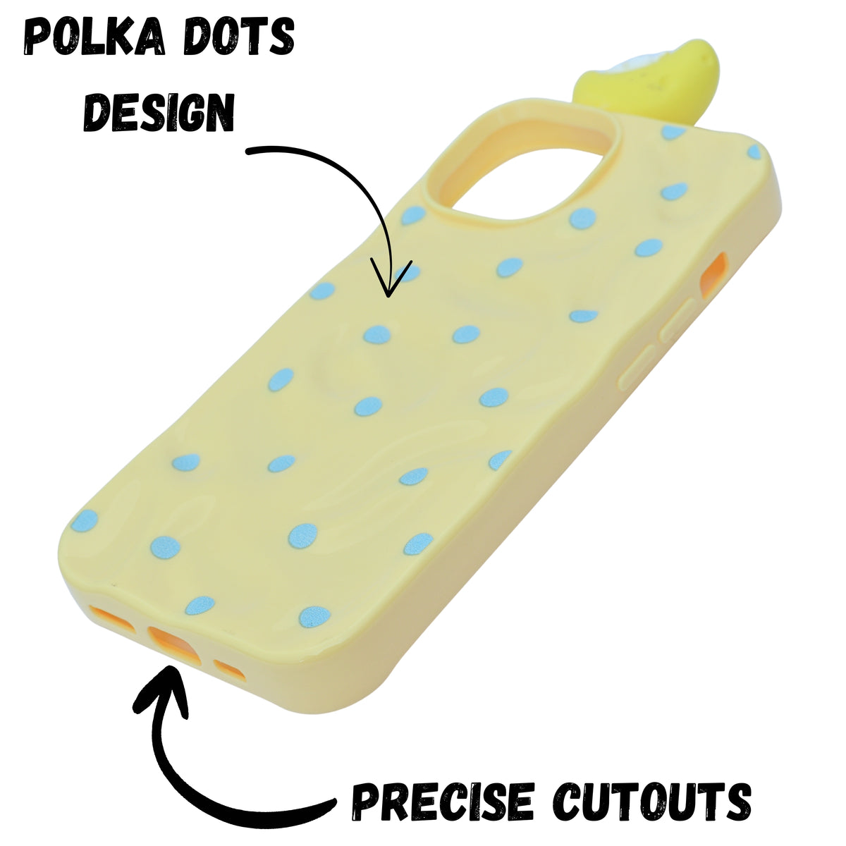 3D Cartoon Character with Polka Dots Soft Phone Case for iPhone 14 Plus/ 15 Plus