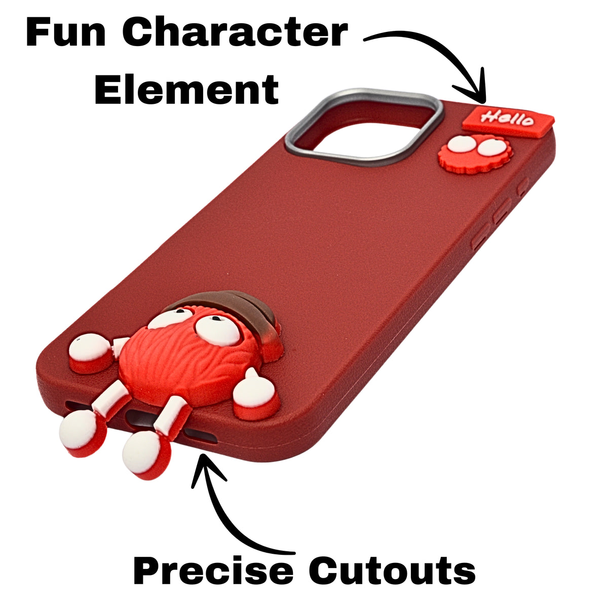 Hello Teddy Cap 3D Cartoon Phone Case For iPhone 16 Pro Max
