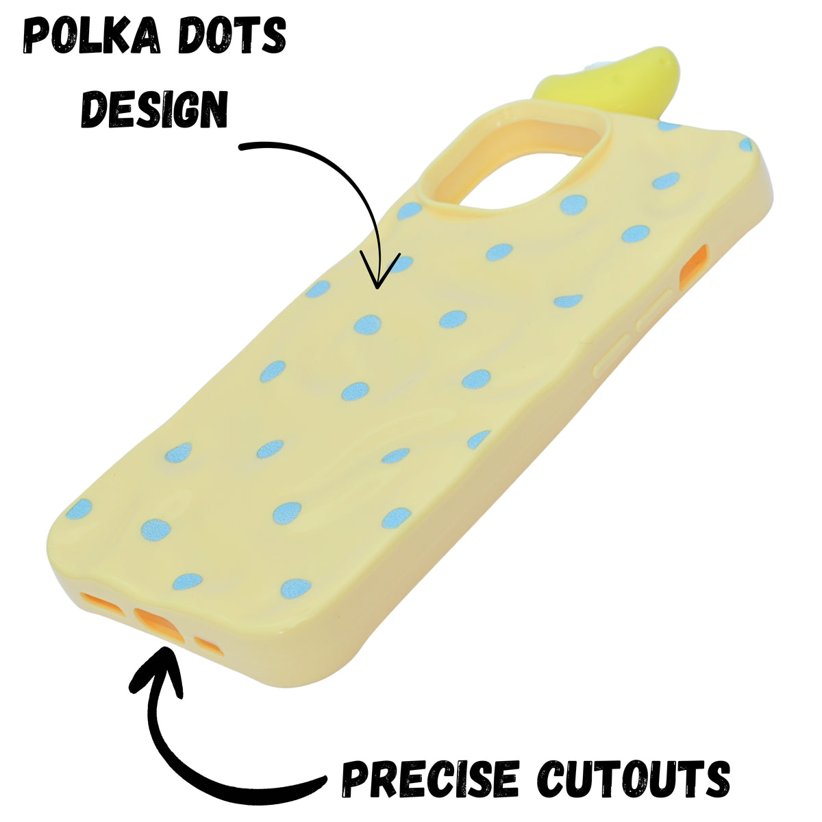3D Cartoon Character with Polka Dots Soft Phone Case for iPhone 13/ 14