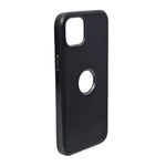Shockproof Leather-Finish with logo Cutout Phone Case for iPhone 14 Plus/ 15 Plus