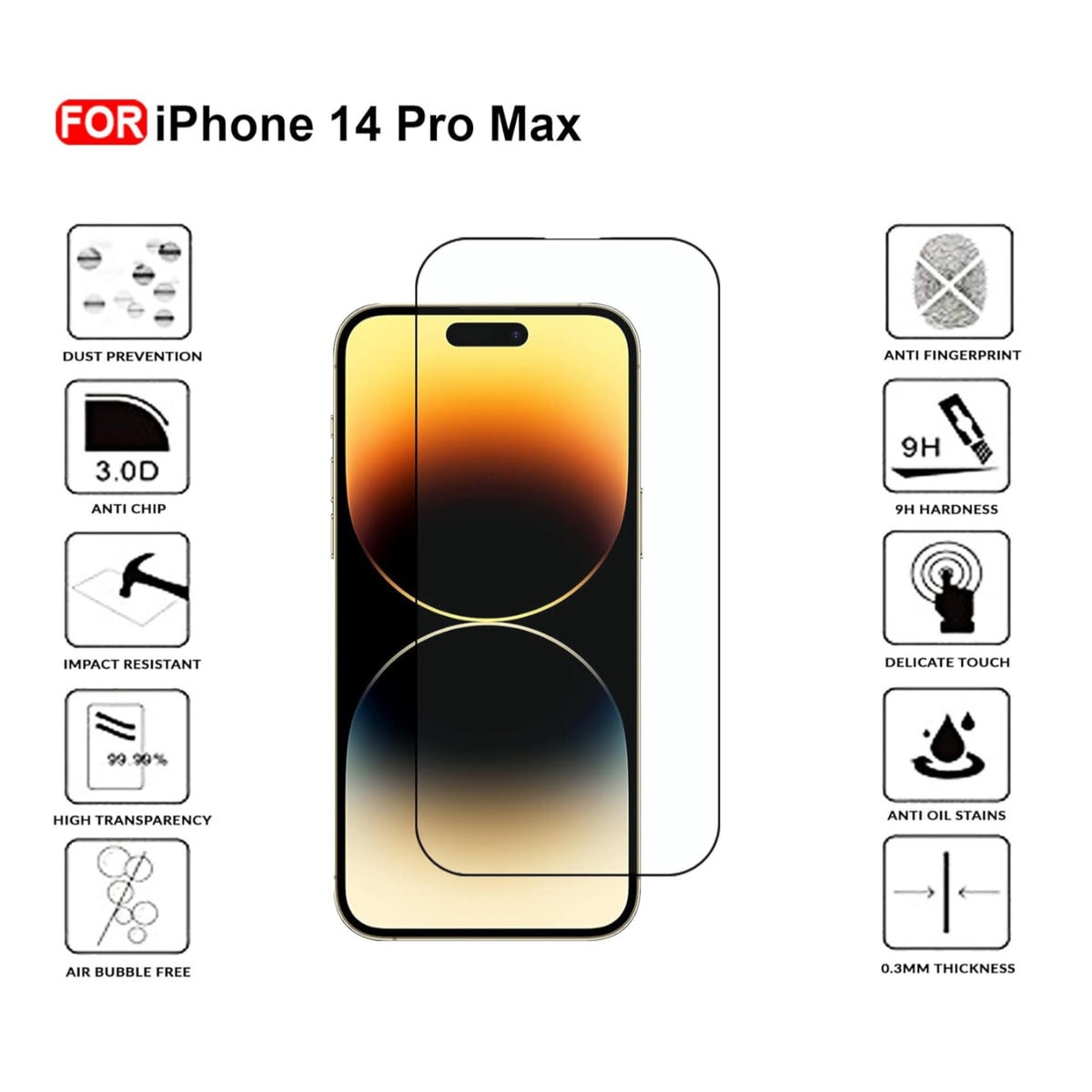 Ultra-Clear Tempered Glass Screen Protector for iPhone 14 Pro Max