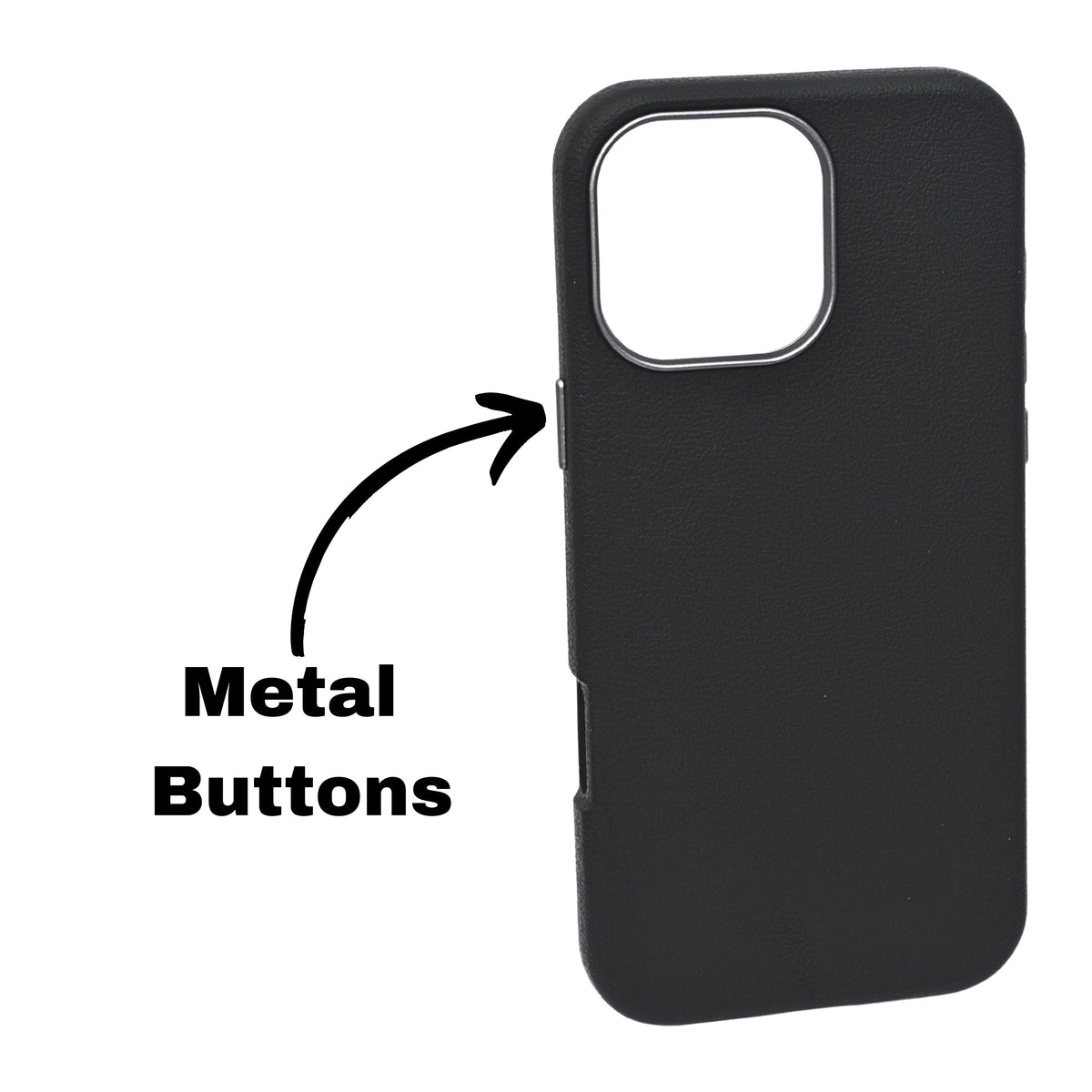 Premium PU Leather with Metal Camera Frame Phone Case for iPhone 16 Pro