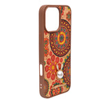 Bohemian Ethnic Print Cork Texture with Pearl Detail Phone Case for iPhone 16 Pro Max