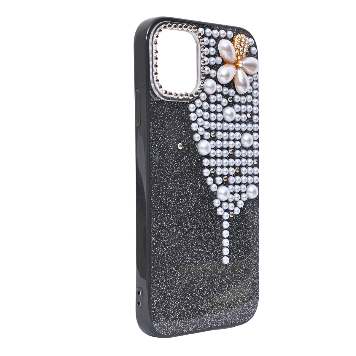 Luxury Glitter Finish with 3D Pearl Flower Design Phone Case for iPhone 11