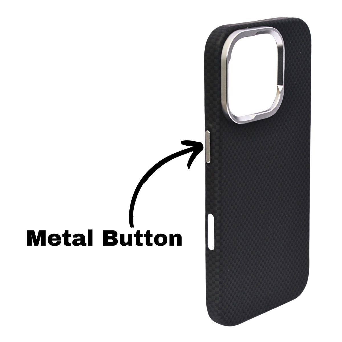 Carbon Fiber Texture MagSafe Compatible with Metal Camera Phone Case for iPhone 16 Pro Max
